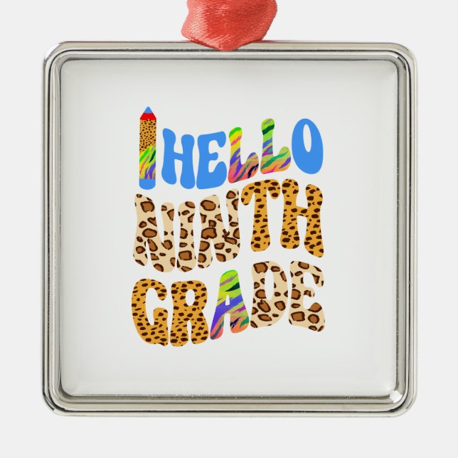 Hello Ninth Grade Ornament Aus Metall (Vorne)