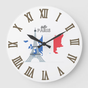 Hello Paris Große Wanduhr