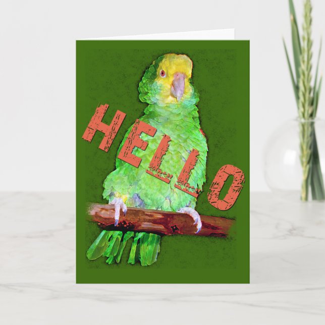 HELLO Parrot Grußkarte Karte (Vorderseite)