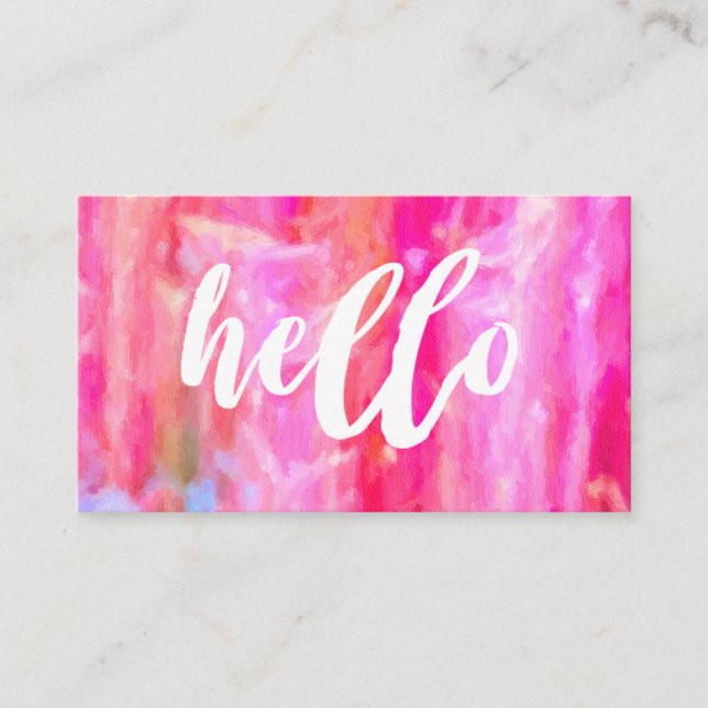 Hello Pink Abstrakt Künstlerisch Beautiful Visitenkarte (Vorderseite)