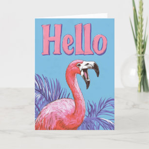 Hello Pink Flamingo Feiertagskarte