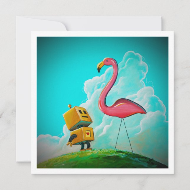 Hello Pinky Robot Flamingo - Mini Print (Vorderseite)