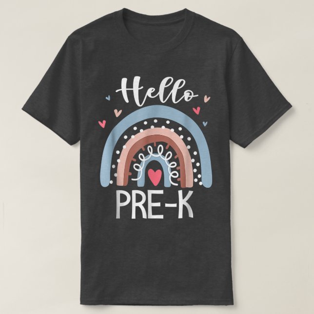Hello Pre K Funny Boho Rainbow Back To School  T-Shirt (Design vorne)