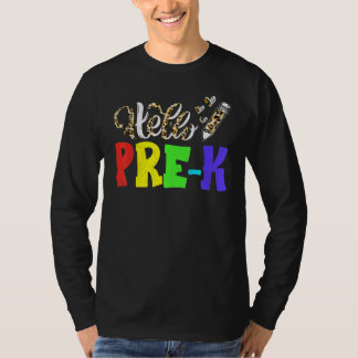 Hello Pre K Leopard Print Pre K Back To School T-Shirt