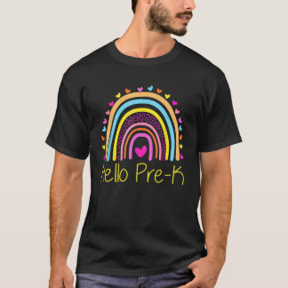 Hello Pre K Rainbow Team Hello Preschool Rocks Squ T-Shirt