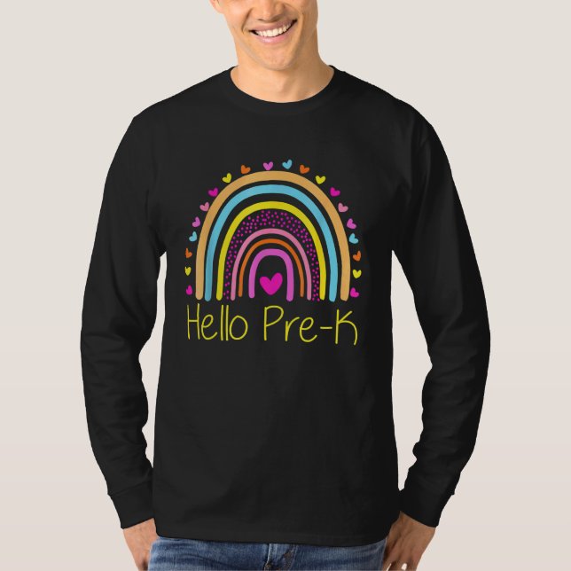 Hello Pre K Rainbow Team Hello Preschool Rocks Squ T-Shirt (Vorderseite)