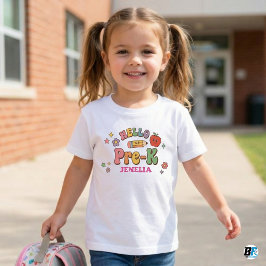 Hello Pre-K Retro Groovy Personalized Name Back To Baby T-shirt