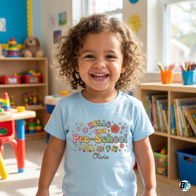 Hello Pre-School Retro Groovy Icons Personalized N (Von Creator hochgeladen)