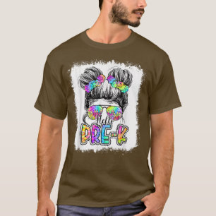 Hello PreK Messy Bun Girls Gefärbte Krawatte Niedl T-Shirt