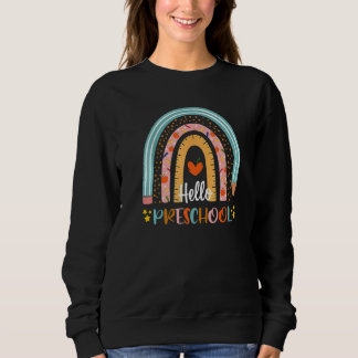 Hello Preschool Boho Rainbow Teacher Back To Schoo Sweatshirt