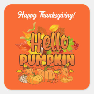 Hello Pumpkin Autumn Anpassen Quadratischer Aufkleber