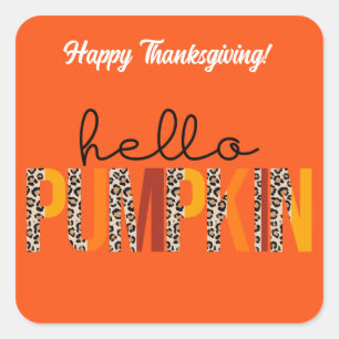 Hello Pumpkin Fall Autumn Anpassen Quadratischer Aufkleber