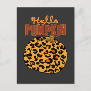Hello Pumpkin - Fall Leopard Print Postkarte