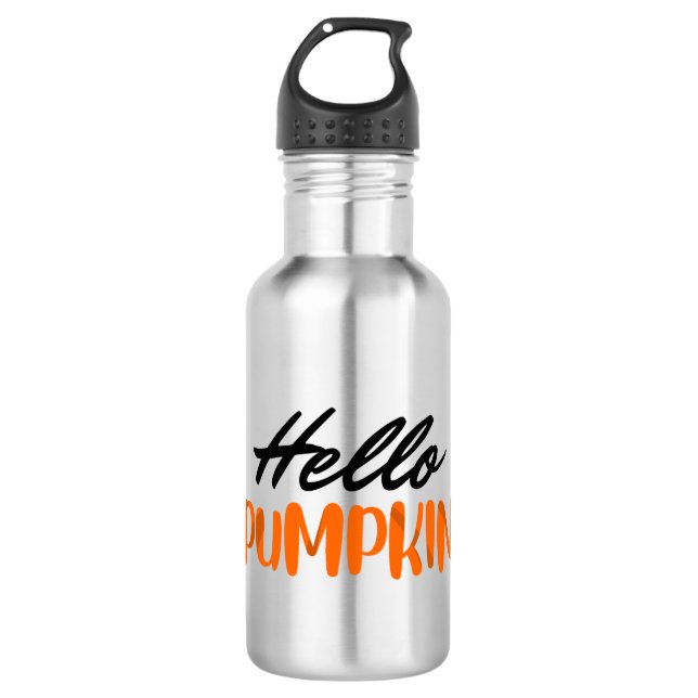 Hello Pumpkin Fall Season Autumn Edelstahlflasche (Vorderseite)