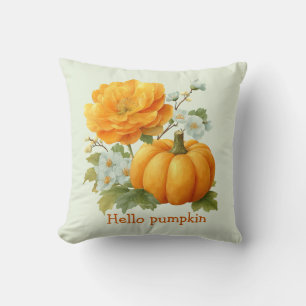 Hello Pumpkin Floral Halloween Design Kissen