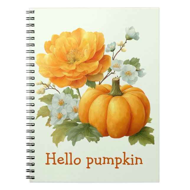 Hello Pumpkin Floral Halloween Design Notizblock (Vorderseite)