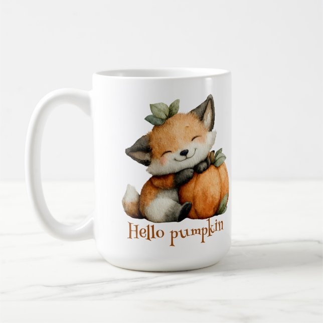 Hello Pumpkin Niedlich Fox Halloween Design Kaffeetasse (Links)