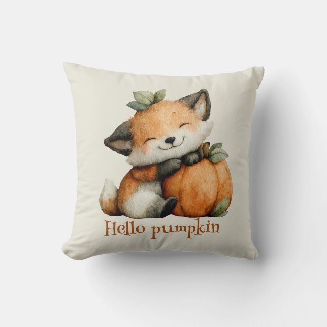 Hello Pumpkin Niedlich Fox Halloween Design Kissen (Vorderseite)