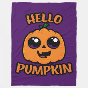 Hello Pumpkin Niedlich Halloween Jack-O-Lantern Fleecedecke
