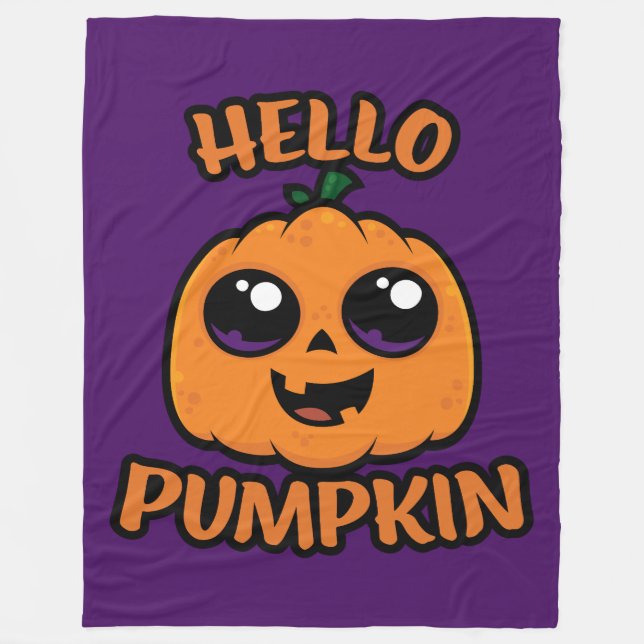 Hello Pumpkin Niedlich Halloween Jack-O-Lantern Fleecedecke (Vorderseite)