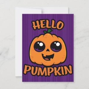 Hello Pumpkin Niedlich Halloween Jack-O-Lantern Postkarte