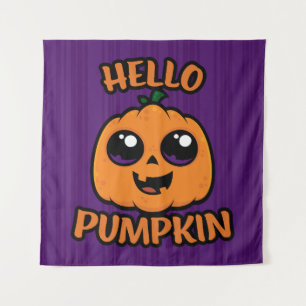 Hello Pumpkin Niedlich Halloween Jack-O-Lantern Wandteppich