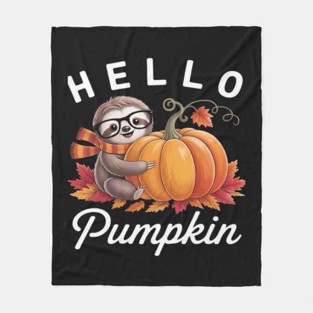 Hello Pumpkin - Niedlicher Fall Sloth Herbstleaves Fleecedecke (Vorderseite)