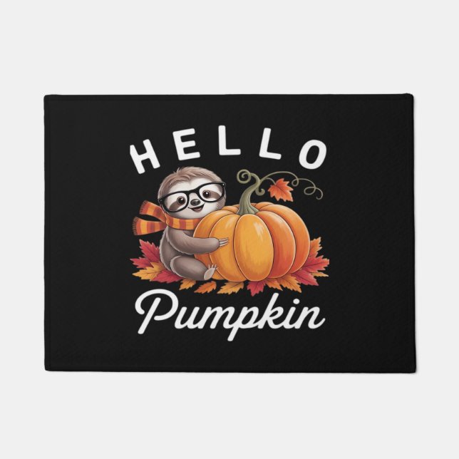 Hello Pumpkin - Niedlicher Fall Sloth Herbstleaves Fußmatte (Vorderseite)