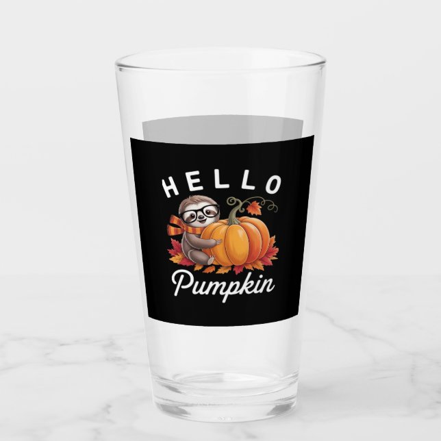 Hello Pumpkin - Niedlicher Fall Sloth Herbstleaves Glas (Vorderseite)
