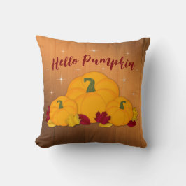 Hello Pumpkin Rustic Woodsy Pumpkins & Blätter Kissen