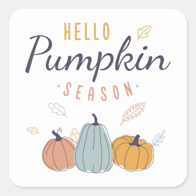 Hello Pumpkin Season Quadratischer Aufkleber (Vorderseite)
