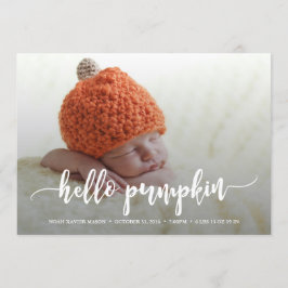 Hello Pumpkin White Script Ankündigung