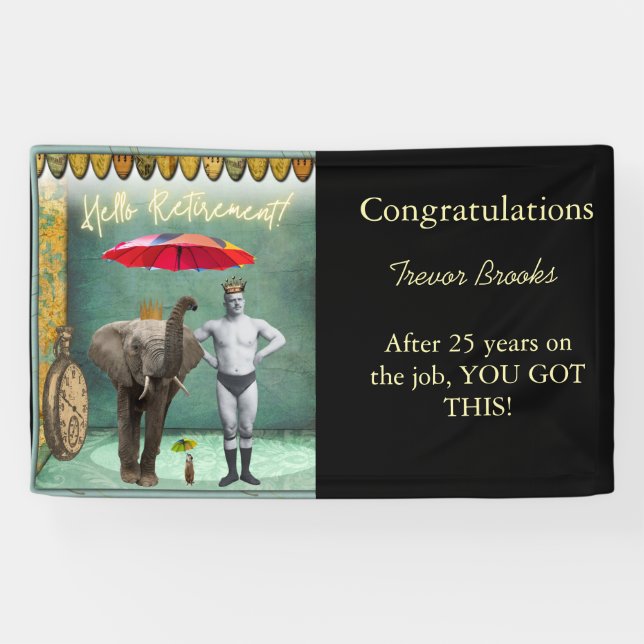Hello Retirement Funny Personalisiert Party Banner (Horizontal)