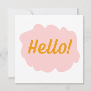 HELLO- rosa/orangefarbene Flachkarte Dankeskarte