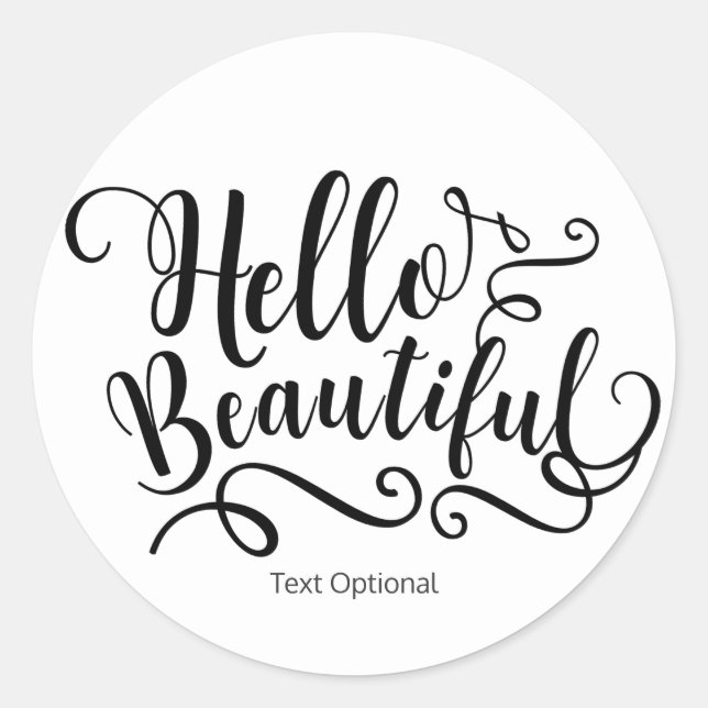 HELLO SCHÖNE Typografie-Kalligrafie Custom Runder Aufkleber (Vorderseite)