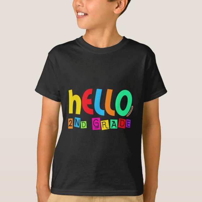 Hello Second 2nd Grade Back To School For Student  T-Shirt (Vorderseite)