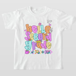 Hello Second Grade Coquette Bow Teacher Girl T-Shirt