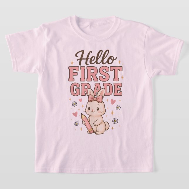 Hello Second Grade Coquette Bow Teacher Girl T-Shirt (Ablage )