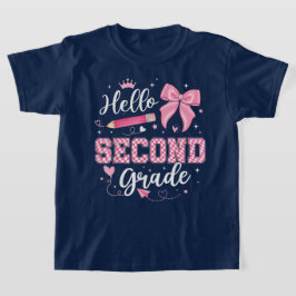Hello Second Grade Coquette Bow Teacher Girl T-Shirt