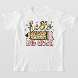 Hello Second Grade Coquette Bow Teacher Girl T-Shirt
