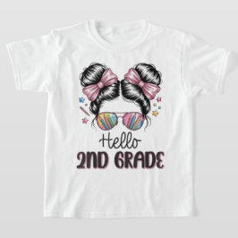 Hello Second Grade Coquette Bow Teacher Girl T-Shirt