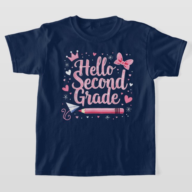 Hello Second Grade Coquette Bow Teacher Girl T-Shirt (Ablage )