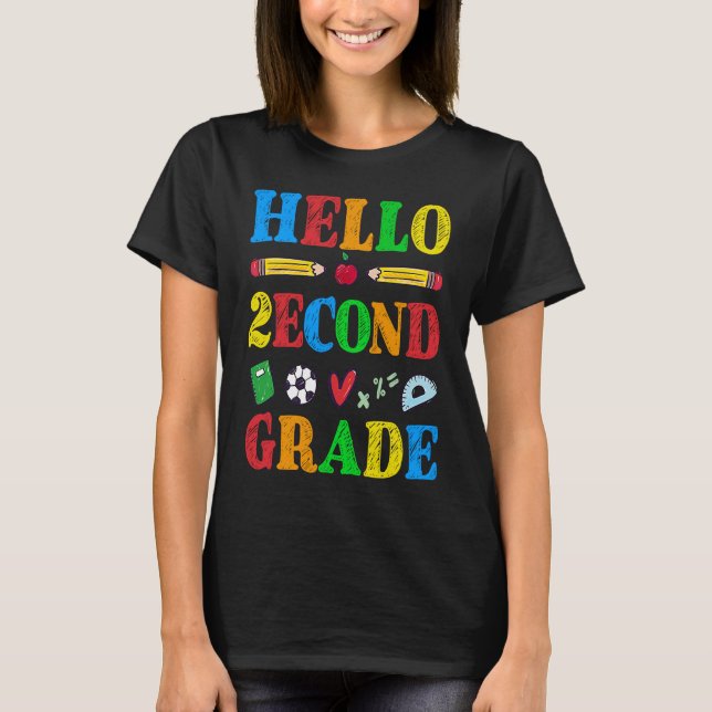 Hello Second Grade  Kids 2nd Grade Class Back to S T-Shirt (Vorderseite)