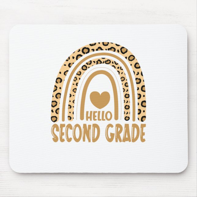 Hello Second Grade-Leopard Rainbow-Back to School Mousepad (Vorne)