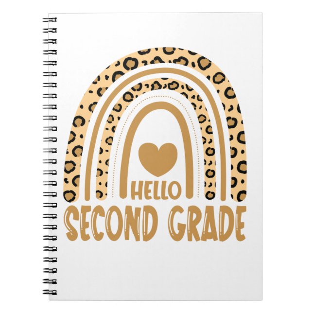 Hello Second Grade-Leopard Rainbow-Back to School Notizblock (Vorderseite)