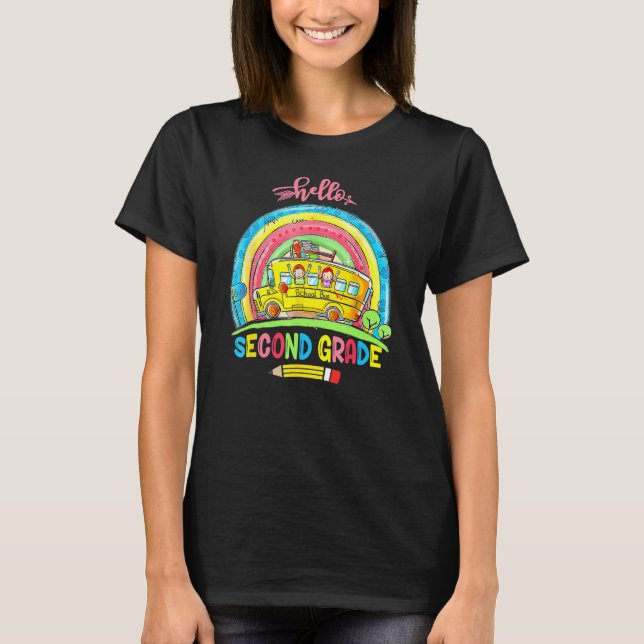 Hello Second Grade Rainbow Back To School Student  T-Shirt (Vorderseite)