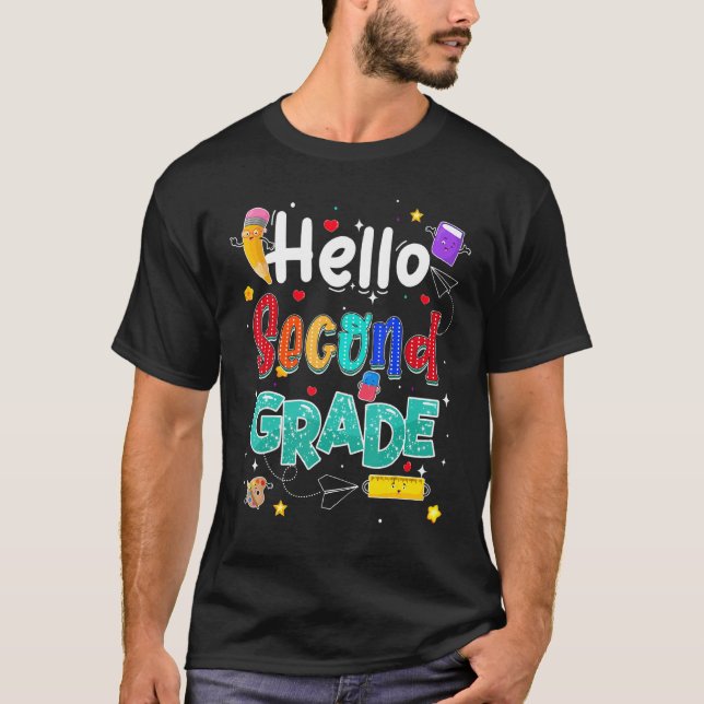 Hello Second Grade Team 2nd Grade Teacher Kid Back T-Shirt (Vorderseite)