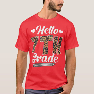 Hello Seventh Grade Back To School Leopard Teacher T-Shirt