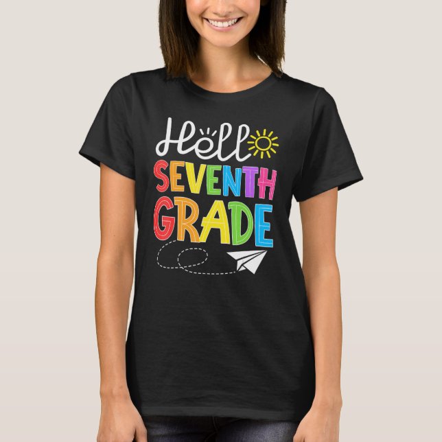 Hello Seventh Grade Fun 7Th Grade Backto School    T-Shirt (Vorderseite)