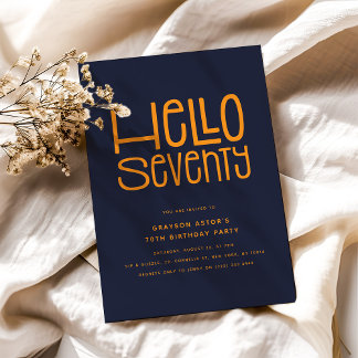 HELLO SIEBENTY Modern 70. Geburtstag Einladung